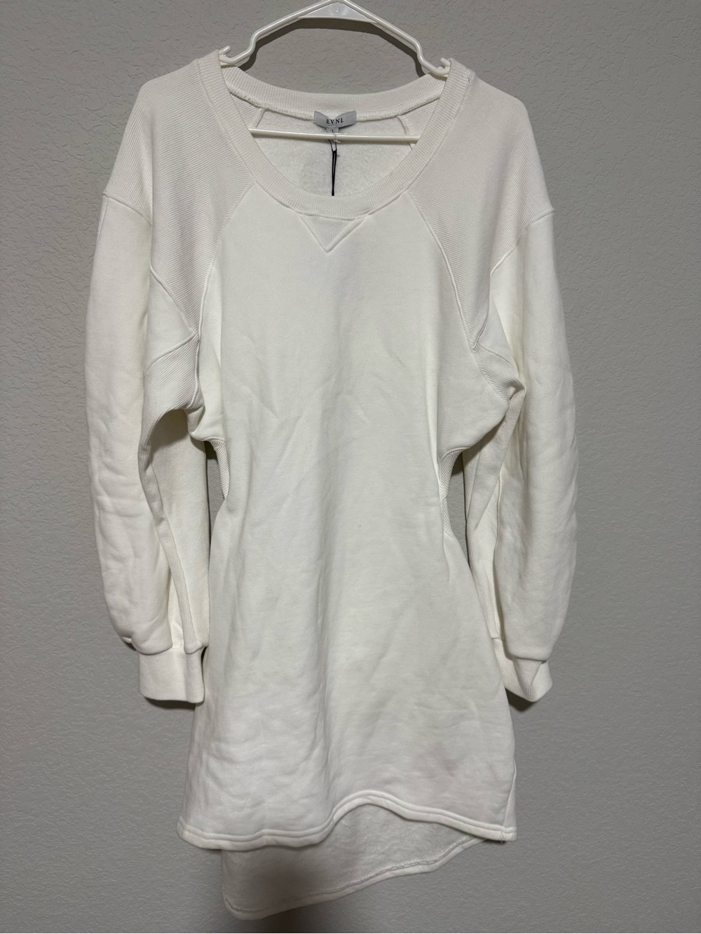 Women's Crewneck Longline Sweater Dress - White